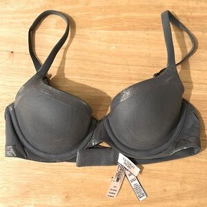 Victoria’s Secret Body By Victoria Gray/Metallic Bra Size 34B NWT